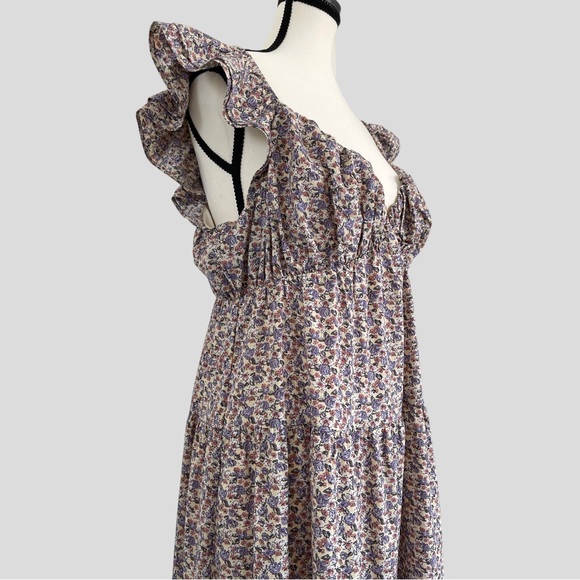 NWT English Factory Floral Ruffle Sleeve Maxi Dress in Ivory Multi - Picture 7 of 16